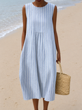 Pittwater | Striped Sleeveless Midi Dress