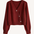 Millicent | Wrap-Front Buttoned Cropped Cardigan