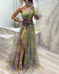 Tekapo | One-Shoulder Floral Evening Gown