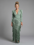 Tegan | Long-Sleeve Fringe Midi Dress