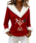 Holly | Festive V-Neck Holiday Top