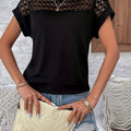 Livia | Women's Crochet Lace-Yoke Short Sleeve Top