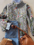 Ella | Floral Embroidered High-Neck Sweater