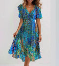 Byron | Flowing Watercolor Midi Dress