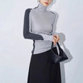 Wanaka | Contrast Sleeve Mock Neck Top