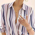 Bellevue | Women's Multicolour Stripe Long Sleeve Button Shirt