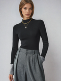 Pyrmont | Contrast-Cuff Mock Neck Sweater