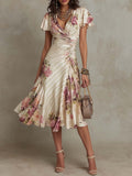 Paihia | Vintage Floral Satin Midi Dress