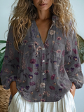 Gretchen | Botanical Button-Front Blouse