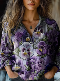 Gloria | Blossom-Print Button-Up Blouse