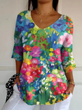 Takaka | Painterly Floral V-Neck Tunic