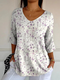 Mia | Floral Draped V-Neck Top