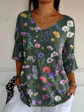 Ella | Botanical Bloom V-Neck Tunic
