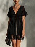 Coromandel | Zip-Front Lace-Trim Mini Dress