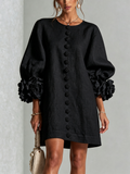 Lola | Floral-Cuff Button Mini Dress