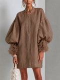 Castlecrag | Zip-Front Balloon Sleeve Mini Dress