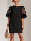 Lyla | Floral-Cuff Puff-Sleeve Mini Dress