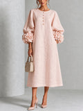 Rosetta | Floral-Cuff Buttoned Midi Dress