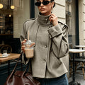 Sabrina | Houndstooth Stand-Collar Jacket