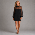 Genevra | Sheer-Sleeve Mini Dress