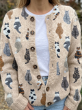 Milla | Playful Cat Print Cardigan