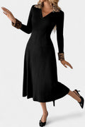 Mila | Ribbed Midi Dress with Leopard Trim