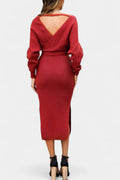 Raglan | Backless Wrap Midi Dress