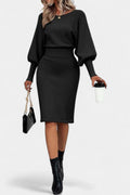 Tegan | Fitted Long-Sleeve Midi Dress