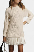 Clontarf | Cable-Knit Pleated Sweater Dress
