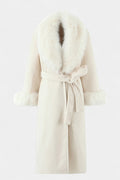 Glebe | Belted Long Coat with Soft Fur Trim