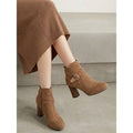 Linnea | Buckle-Strap Block Heel Ankle Boots
