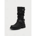 Tamara | Buckle-Strap Mid-Calf Biker Boots