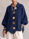 Manly | Oversized Collared Statement-Button Cardigan