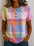 Taronga | Checked Button-Neck T-Shirt