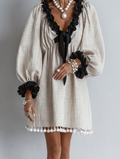 Mia | Ruffle-Trim Puff Sleeve Mini Dress