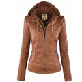 Sophia | Hooded Moto Jacket with Removable Hood