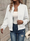 Bree | Textured Zip-Up Bomber Jacket
