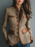 Sybil | Heritage Herringbone Contrast-Trim Blazer